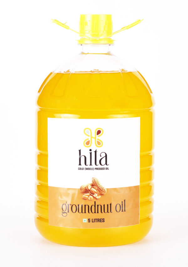 5 Litre Bottle of Hita Healthcare Cold Pressed Groundnut Oil