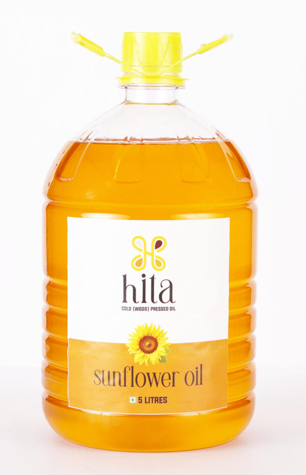 5 Litre Bottle of Hita Healthcare Cold Pressed Sunflower Oil