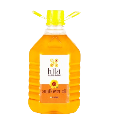 3 Litre Bottle of Hita Healthcare Cold Pressed Sunflower Oil